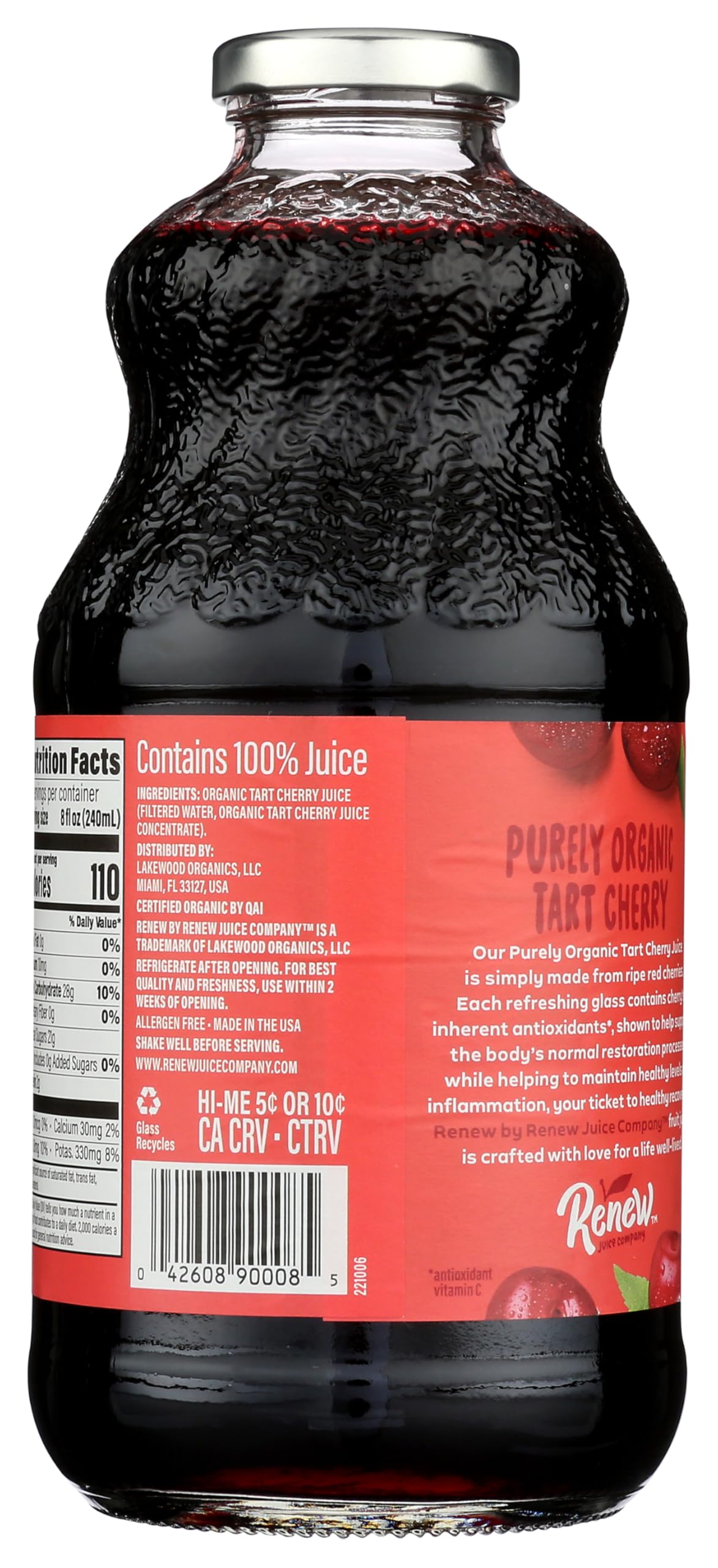 Renew Juice Company, Organic Tart Cherry Juice, 32 Fl Oz