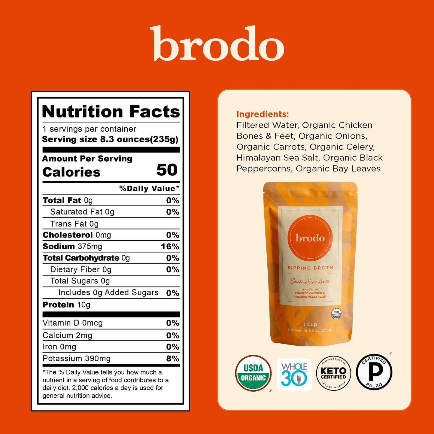 Brodo Bone Broth Bundle, Variety, Classic, and Deeply Rooted Packs, 8.3 oz (18 Cups Total)