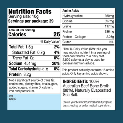 ABBCo Natural Beef Bone Broth Concentrate 13.26 Floz - Made in Australia from Australian Beef Bones, Savoury Cooking Broth Base, Refrigerate After Opening