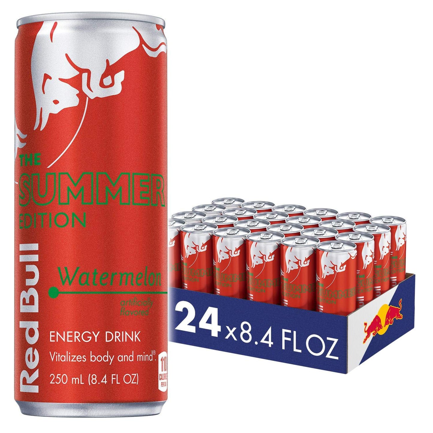 Red Bull Red and Yellow Edition Watermelon and Tropical Energy Drink Bundle, 8.4 Fl Oz, 48 Cans