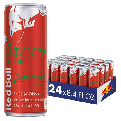 Red Bull Red and Yellow Edition Watermelon and Tropical Energy Drink Bundle, 8.4 Fl Oz, 48 Cans
