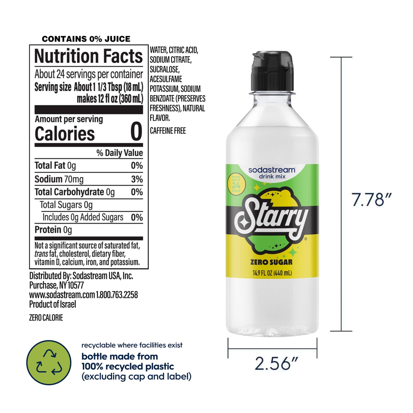 SodaStream Pepsi, Starry & MTN Dew Variety Pack, Zero Sugar, Variety Pack, New Pour Bottle 440ml, (Pack of 3)