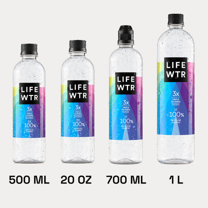 LIFEWTR Premium Purified Water, pH Balanced with Electrolytes, 100% recycled plastic bottles, 33.8 Fl Oz, 1L (Pack of 6)