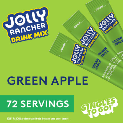 Jolly Rancher Singles To Go Powdered Drink Mix, Green Apple, 72 Total Servings, Sugar-Free Drink Powder, Just Add Water, 0.62 Ounce (Pack of 12)