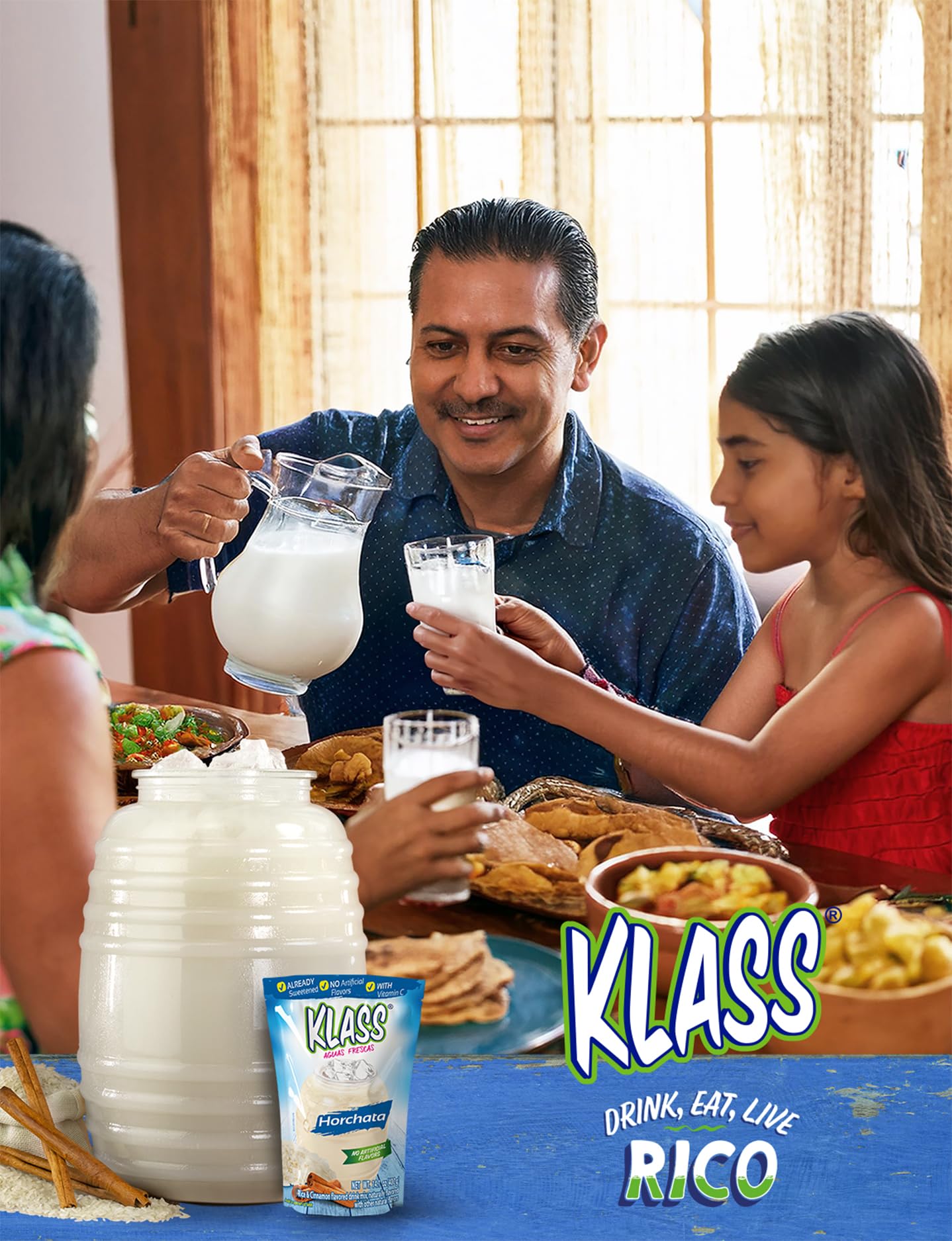 Klass Aguas Frescas Drink Mix Mexican Variety Pack - Horchata Limeade Hibiscus & Tamarind - Powder Drink Mix, Water Drink Mix with Natural Flavors & Vitamin C, Makes 28 to 36 Quarts (56 to 72 Drinks)