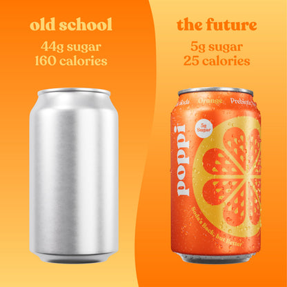 Poppi Sparkling Prebiotic Soda Beverage with Apple Cider Vinegar, Seltzer Water and Fruit Juice, Orange Flavor, 12 Fl Oz, 1 Count, Packaging May Vary