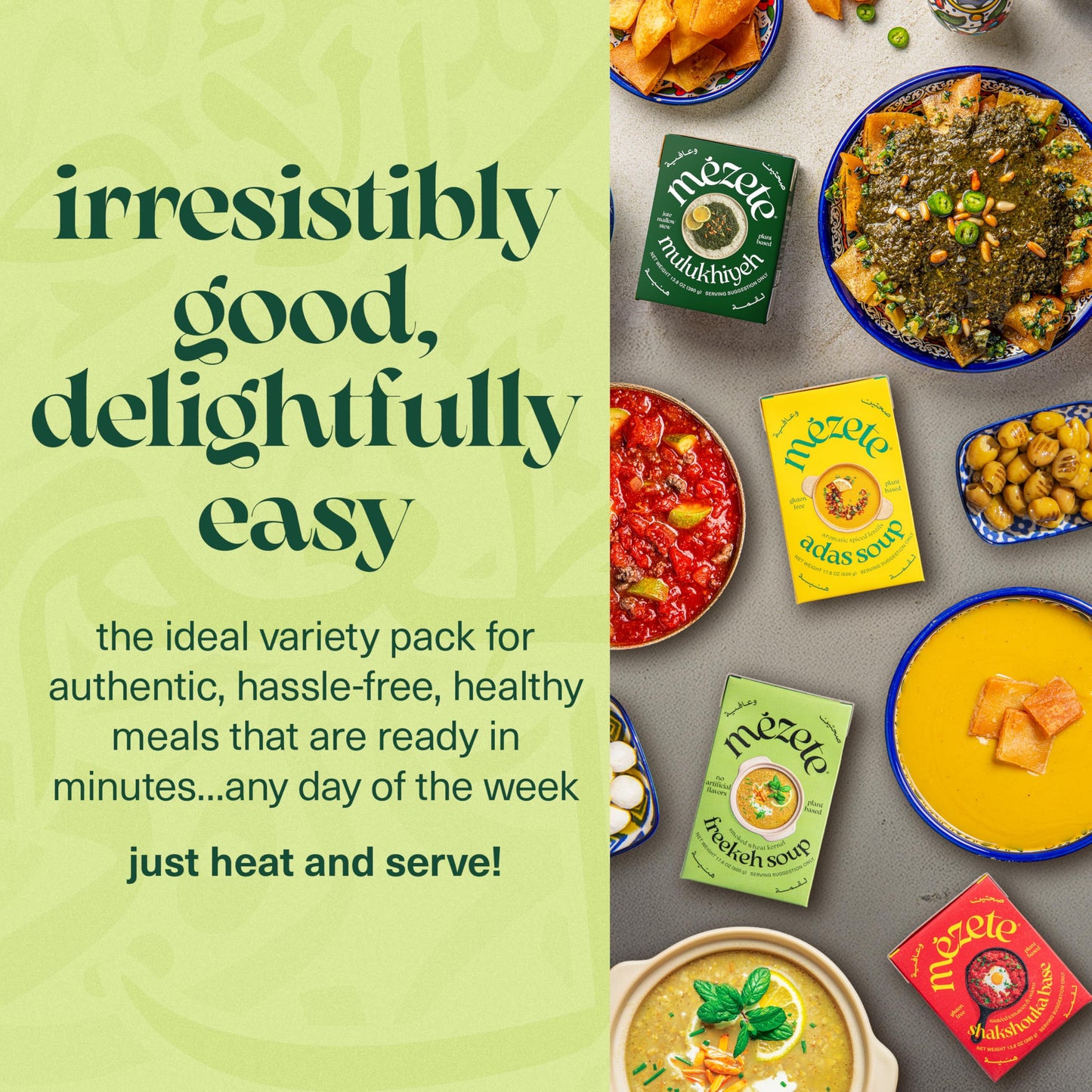Mezete Soup & Stew Variety Pack | Heat & Serve | 100% Natural Ingredients | Authentic Middle Eastern Flavors | Free From Preservatives | Ready to Eat | Non-GMO | Plant Based | Pack of 4
