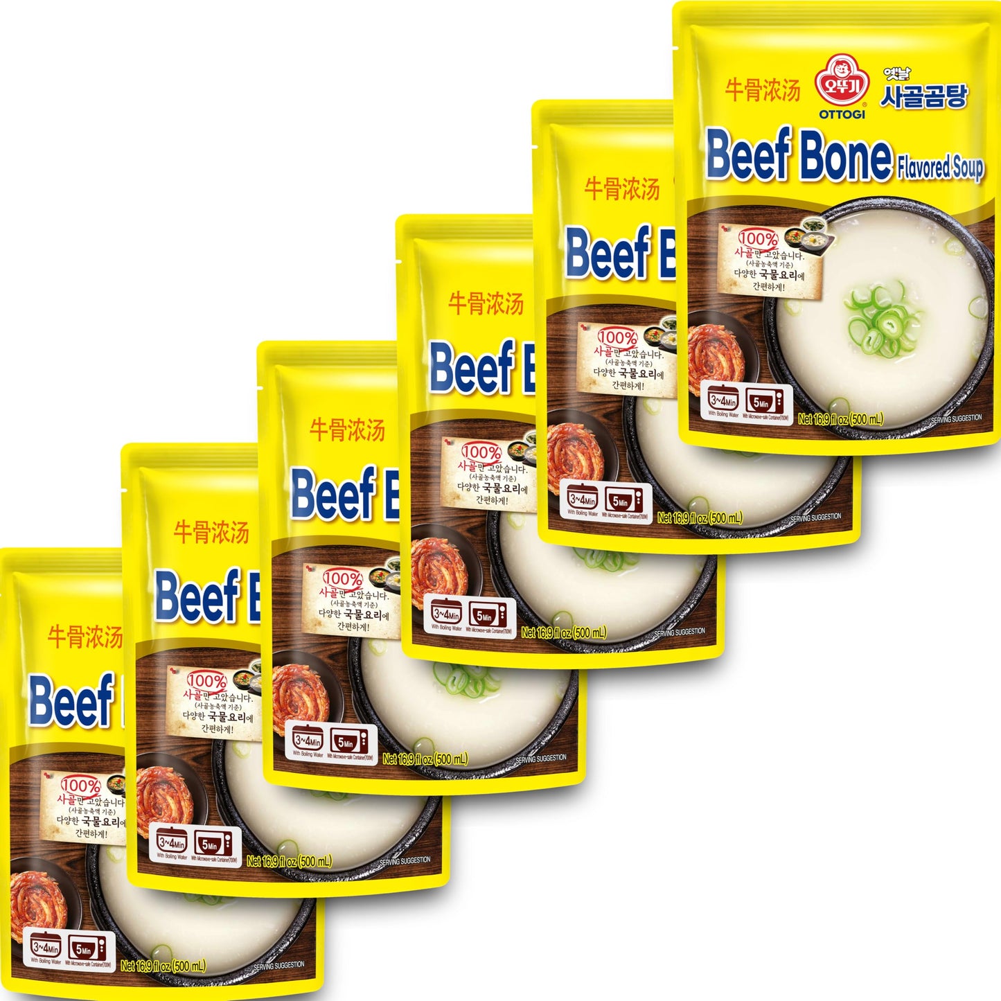 Ottogi 100% Beef Bone Broth Soup, Slow-cooked Korean Bone Broth Stock, 16.9 Fl Oz (pack Of 6) – Authentic, Savory Gomtang Beef Stock Soup Base For Cooking & Sipping