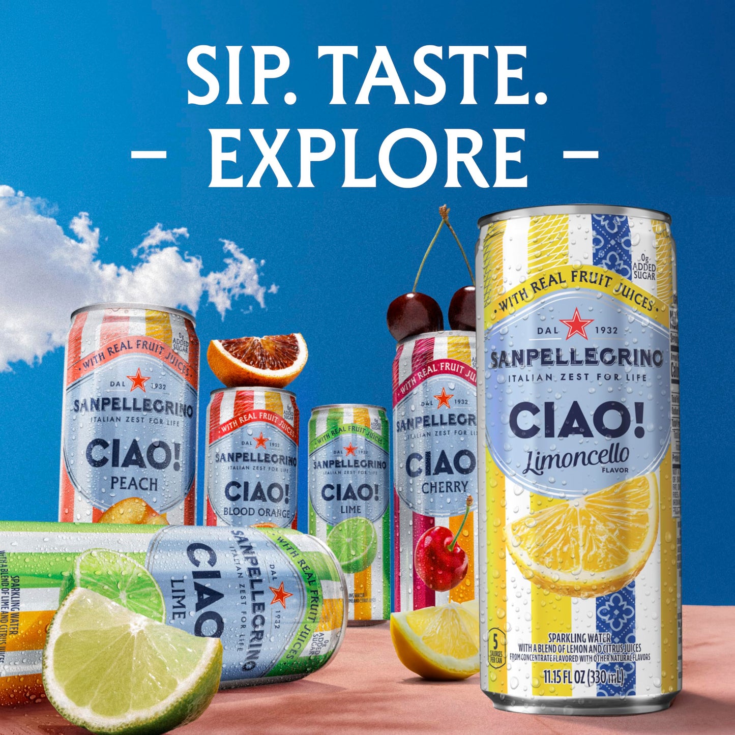 Sanpellegrino CIAO Flavored Sparkling Water, Low Calorie Italian Sparkling Water Variety Pack, Build Your Own Variety Pack, 12-Pack