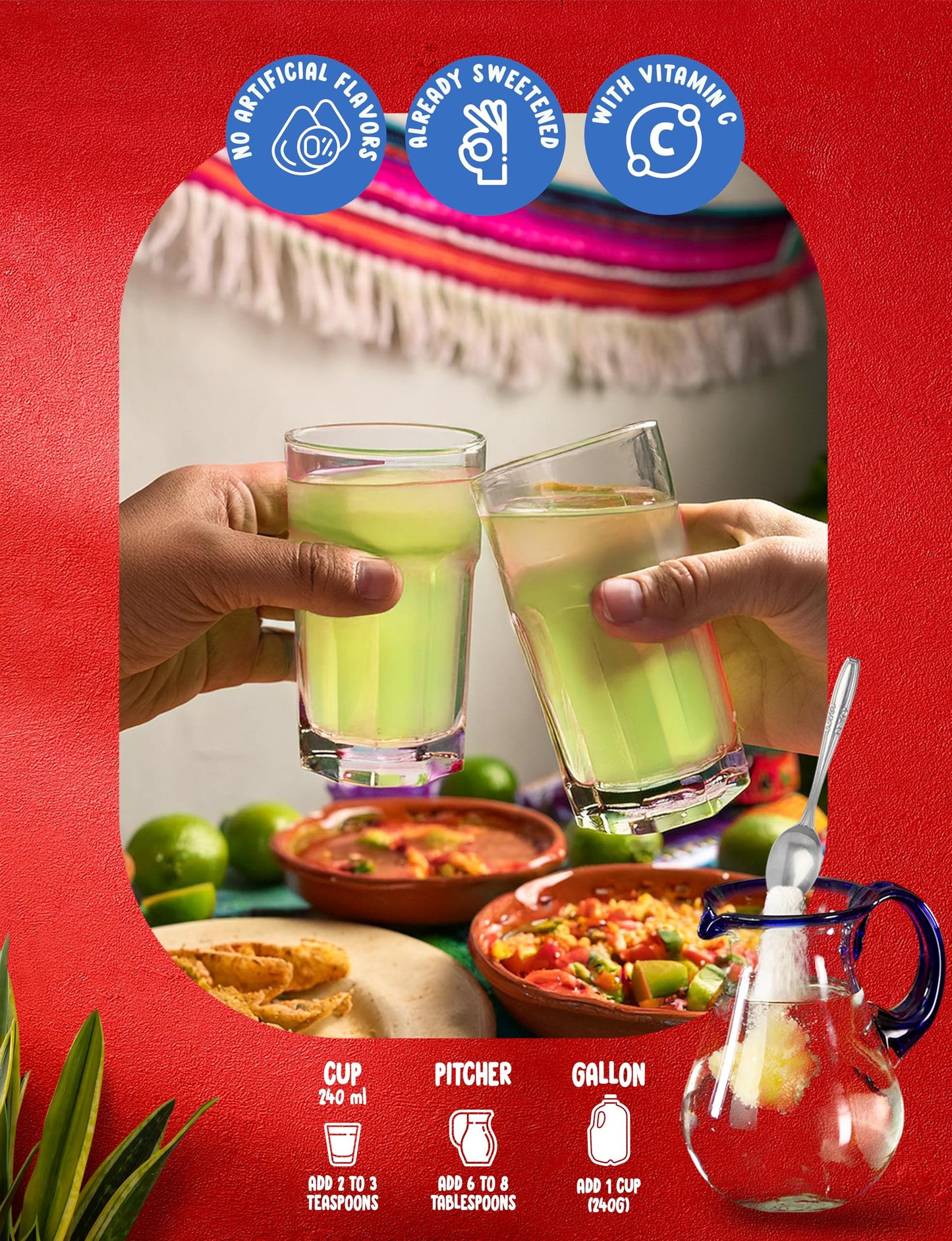 Klass Aguas Frescas Drink Mix Variety Pack - Pina Colada, Cucumber Limeade, Tropical Punch & Strawberry Watermelon - Powder Drink Mix, Water Drink Mix with Natural Flavors & Vitamin C, Makes 28 to 36 Quarts (56 to 72 Drinks)