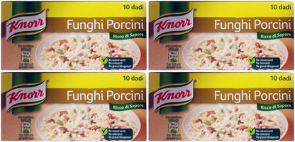 Knorr: "Funghi Porcini" Bouillon Cubes, Porcini Mushrooms Taste * Pack of 4 10-Cubes Boxes, 10g Each Cube *