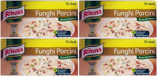 Knorr: "Funghi Porcini" Bouillon Cubes, Porcini Mushrooms Taste * Pack of 4 10-Cubes Boxes, 10g Each Cube *