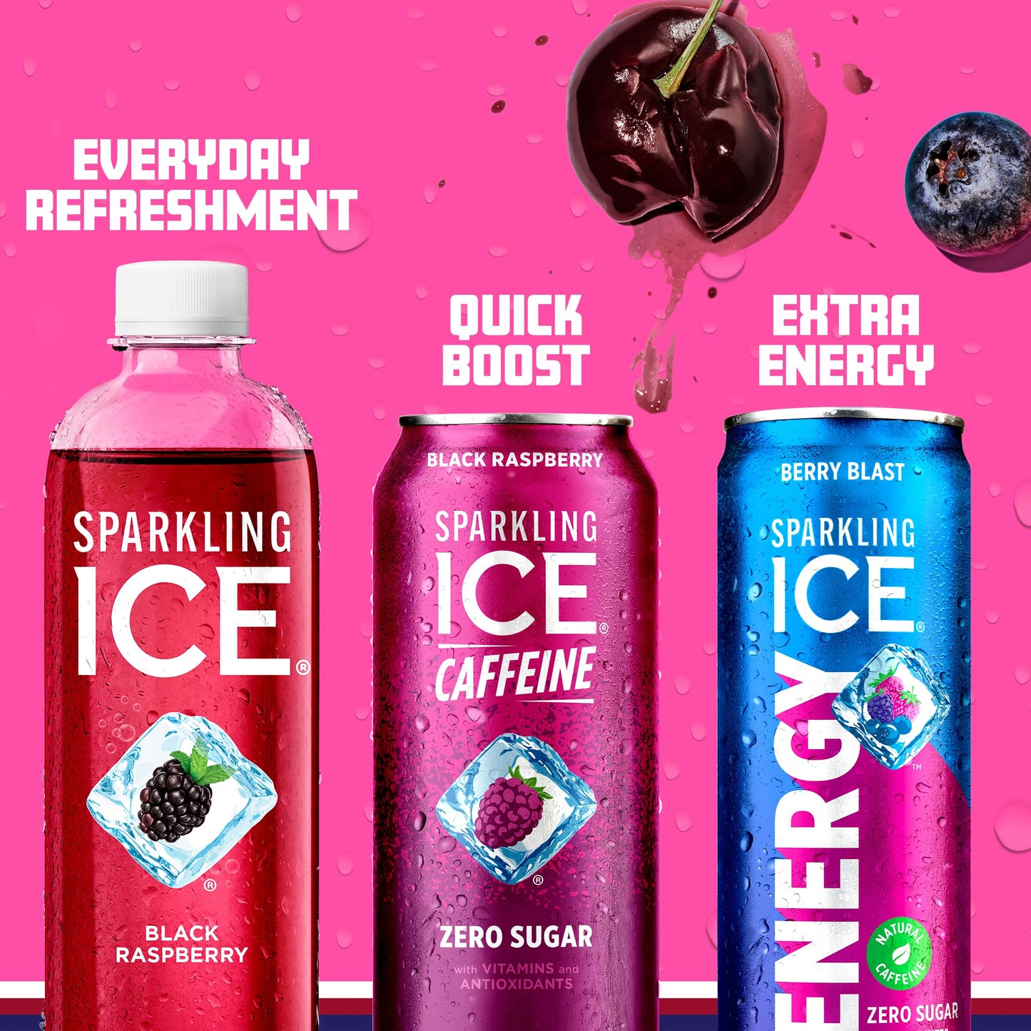 Sparkling Ice Energy Variety 12Pk. Energy Drinks with Vitamins + Antioxidants, Zero Sugar, Berry Blast, Maximum Mango, Power Punch flavors. 12 fl oz cans.