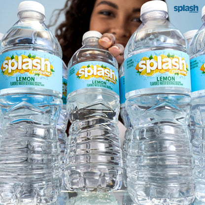 Splash Blast Water, Lemon, 16.9 Fl Oz | Pack of 30 | Plastic Bottle