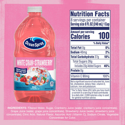 Ocean Spray® White Cran-Strawberry Juice Drink, 64 Fl Oz Bottle (Pack of 1)