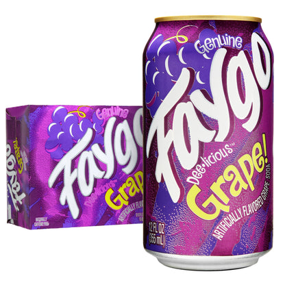 Faygo Grape Soda | 12-Pack of 12oz Cans | Juicy Purple Grape Flavor | Caffeine-Free | Bold & Sweet