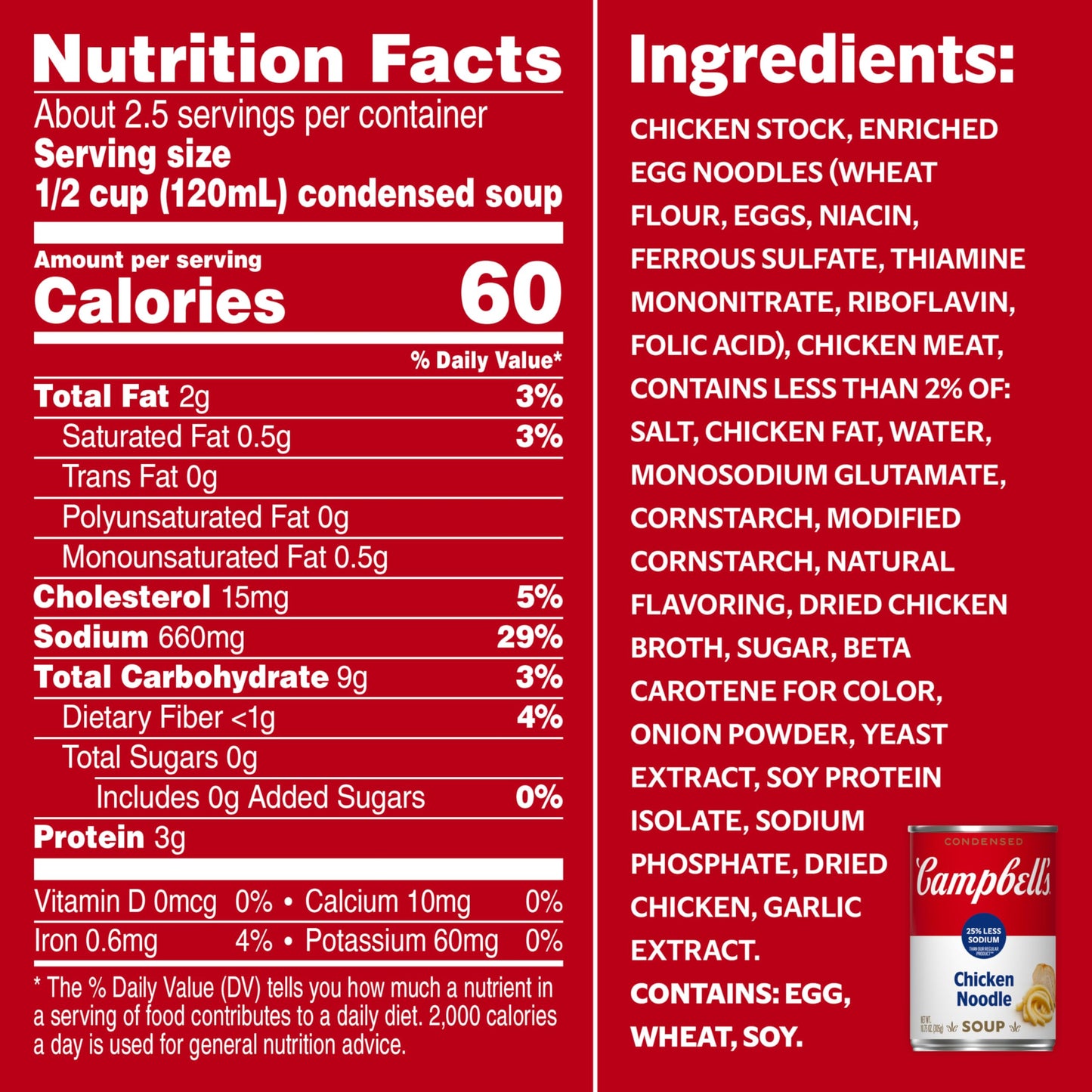 Campbell's Condensed 25% Less Sodium Chicken Noodle Soup, 10.75 Ounce Can (Pack of 4)