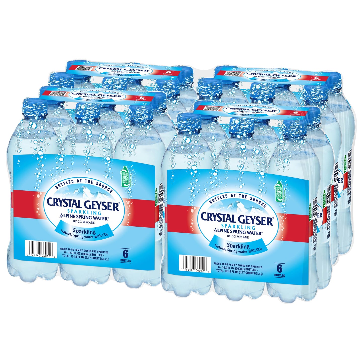 Crystal Geyser Sparkling Alpine Natural Spring Water, 24-Pack, 16.9oz Bottles, Zero Calories and No Sweeteners, Bottled at The Source