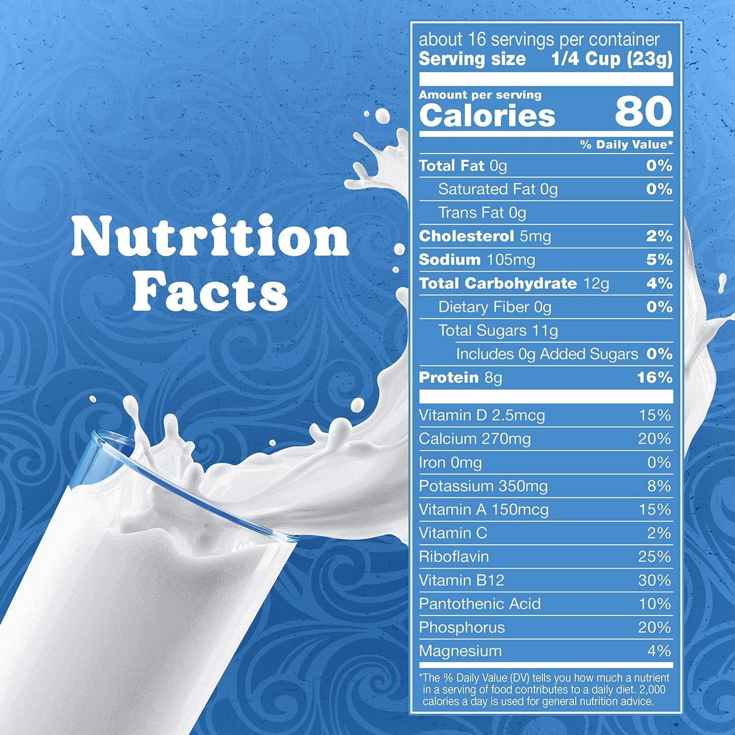 Swiss Miss Nonfat Dry Milk, Fortified with Vitamins A & D, Hot Cocoa Bar Supplies, 12.98 oz. Canister