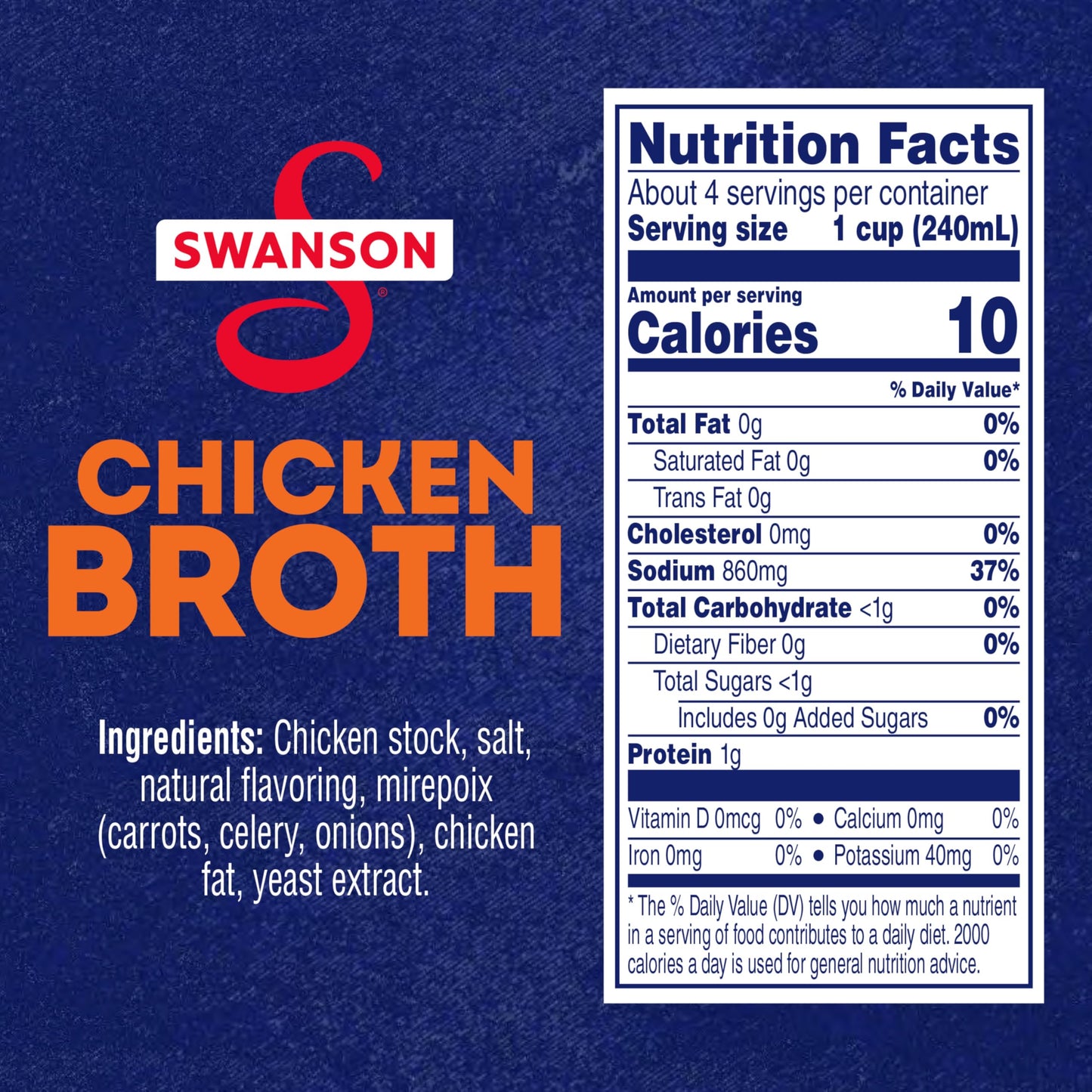 SWANSON S 100% Natural Chicken Broth, 32 oz Carton