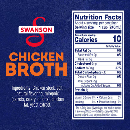 SWANSON S 100% Natural Chicken Broth, 32 oz Carton