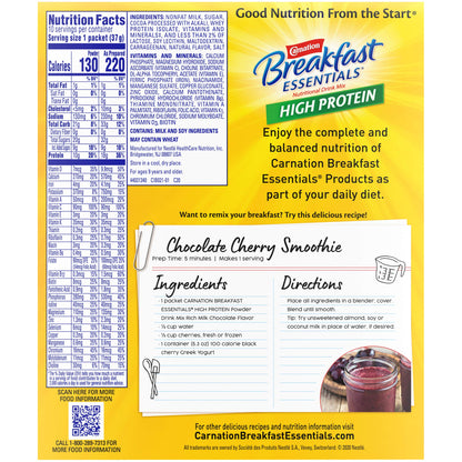 Carnation Breakfast Essentials High Protein Powder Drink Mix, Rich Milk Chocolate, 1.31 Ounce (Pack of 10) (Packaging May Vary)