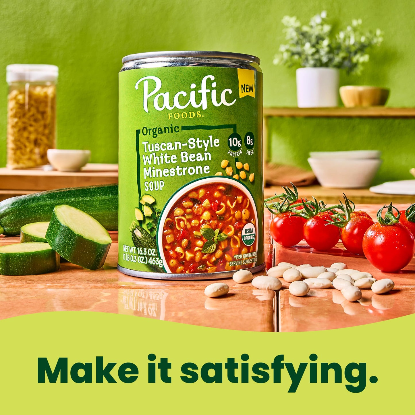 Pacific Foods Organic Tuscan-Style White Bean Minestrone Soup, 16.3 oz Can