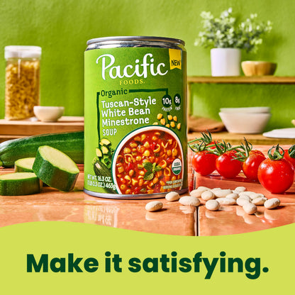 Pacific Foods Organic Tuscan-Style White Bean Minestrone Soup, 16.3 oz Can