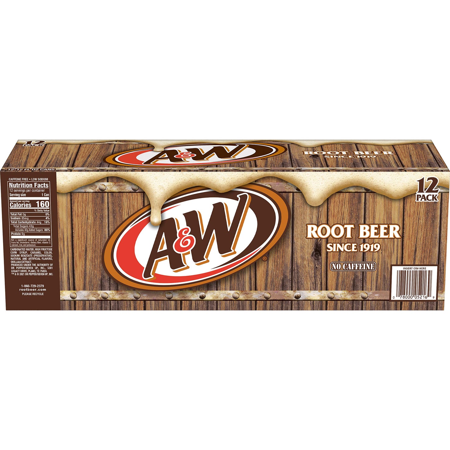 A&W Root Beer Soda, 12 fl oz cans, 12 pack
