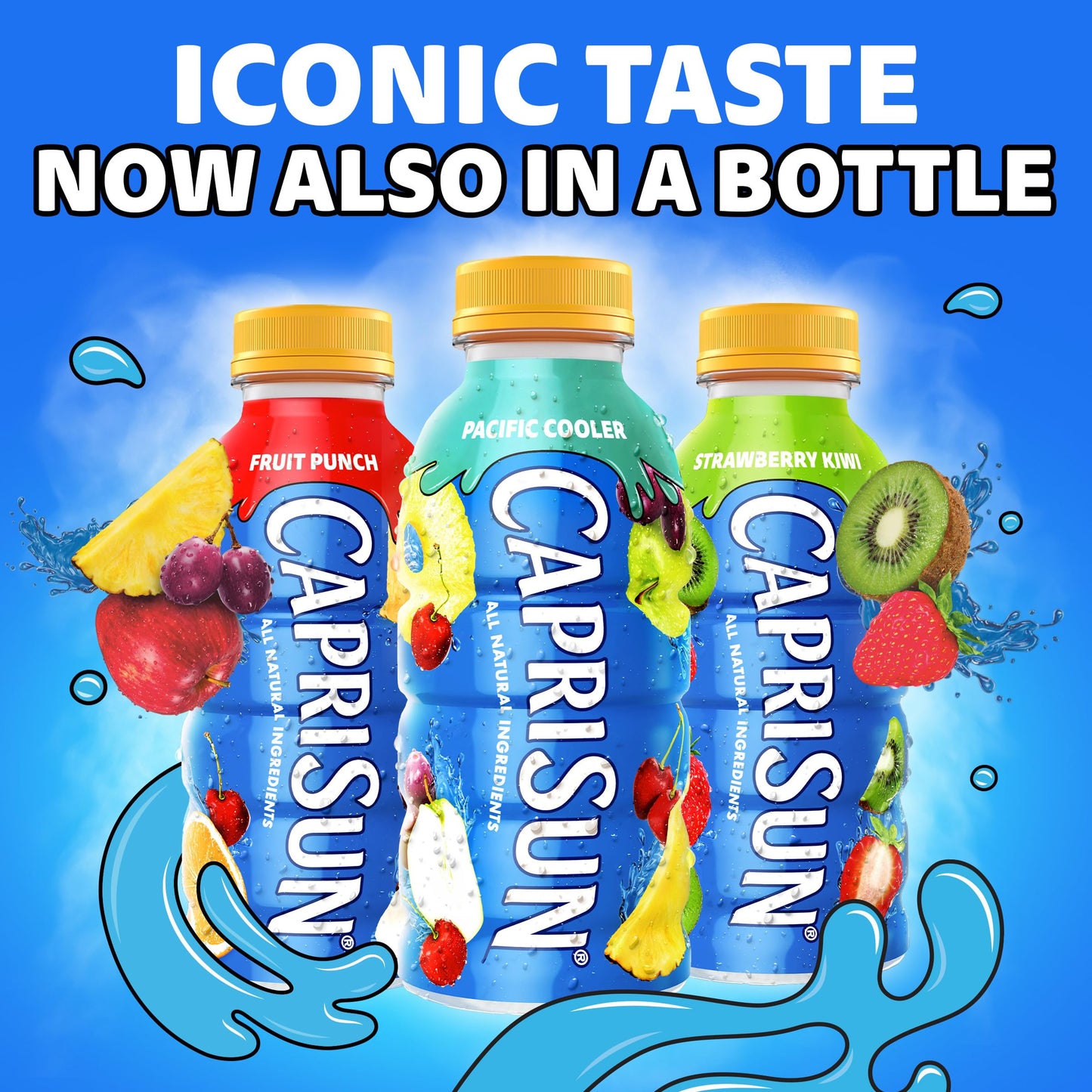 Capri Sun Flavored Juice Drink Blend with Other Natural Flavor, 1 Bottle, for School Lunches and On-the-Go Hydration, Pacific Cooler, All Natural Ingredients, 12 oz