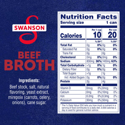 SWANSON S 100% Natural, Gluten-Free Beef Broth, 14.5 Oz Can (Pack of 24)