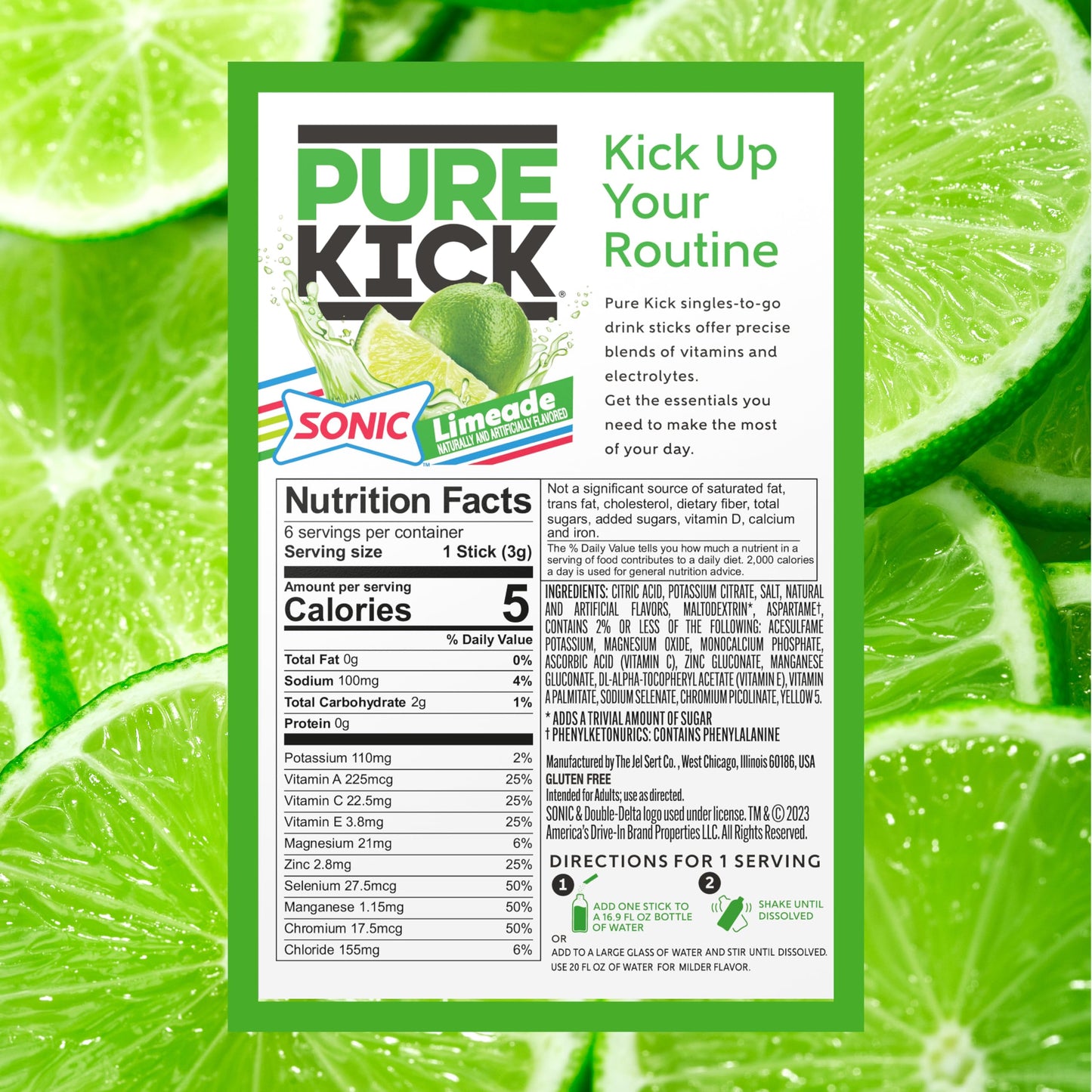 PURE KICK Hydration Singles to Go Drink Mix, Sonic Limeade, Includes 12 Boxes with 6 Packets in Each Box, 72 Total Packets