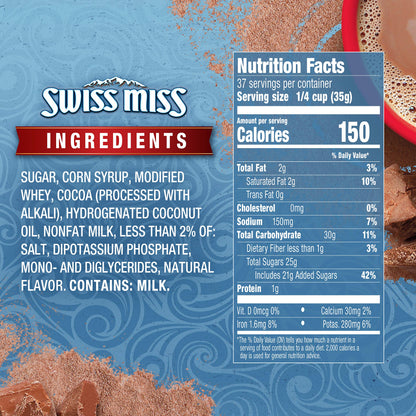 Swiss Miss Milk Chocolate Flavor Hot Cocoa Mix Canister, 45.68 oz. (Pack of 6)