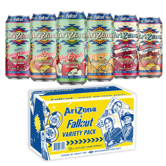 AriZona x Fallout Green Tea Energy Drink, Variety Pack - 6 Flavors, 15 fl oz (Pack of 12) - 190mg Caffeine per Can