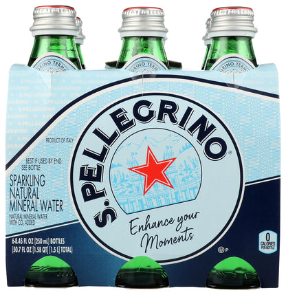 S.Pellegrino Sparkling Natural Mineral Water, Glass Bottle