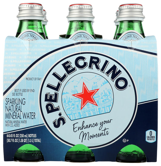 S.Pellegrino Sparkling Natural Mineral Water, Glass Bottle