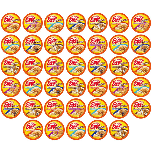 Eggo Beverages Waffle Flavored Coffee Pods Variety Pack Sampler for Keurig K Cup Brewers, Fair Trade Certified, 40 Count – Chocolate Chip, Cinnamon, Maple Syrup, Blueberry, Vanilla