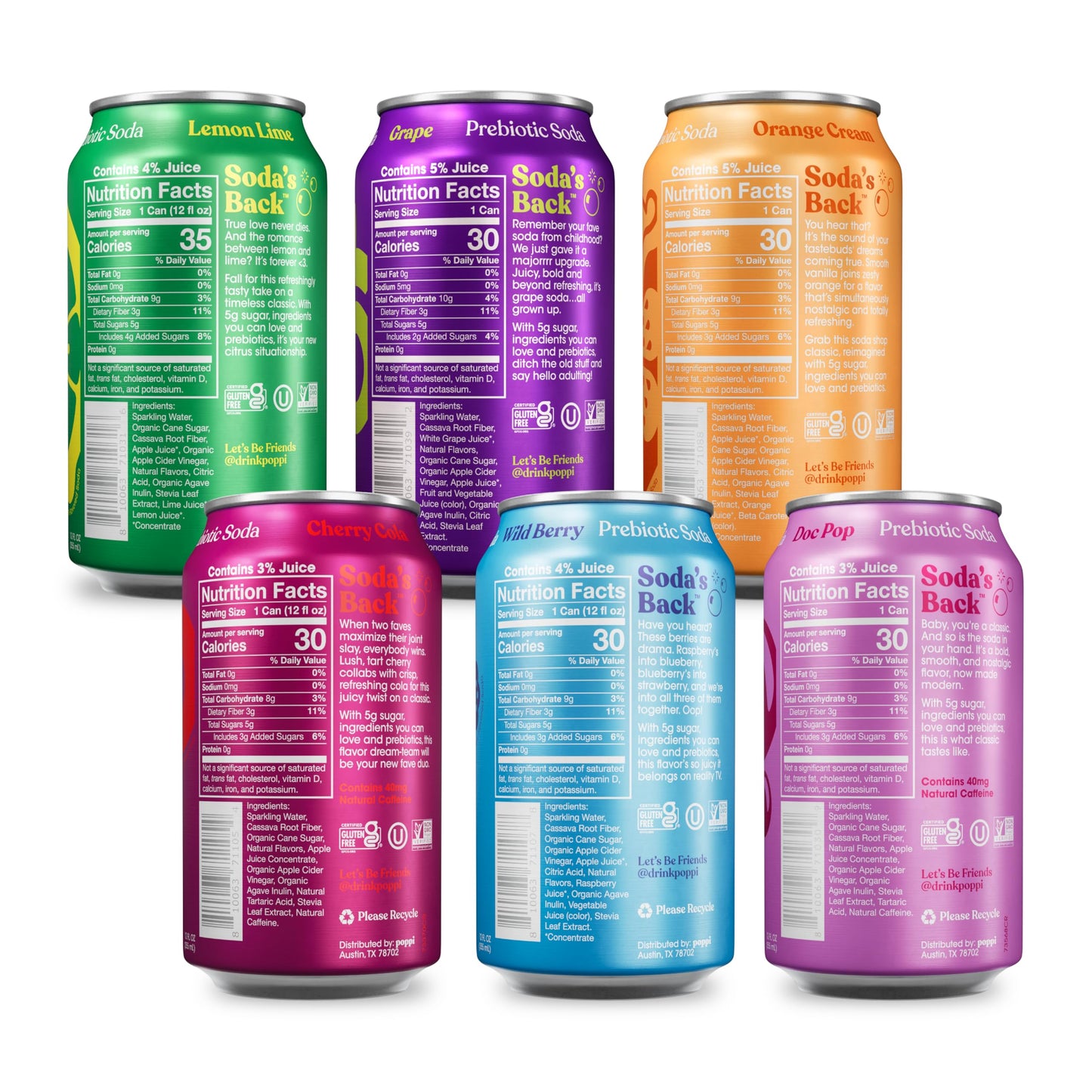 Poppi Sparkling Prebiotic Soda Beverage with Apple Cider Vinegar, Seltzer Water and Fruit Juice, Crowd Pleasers Variety Pack, 12 Fl Oz, Pack of 12, Packaging May Vary