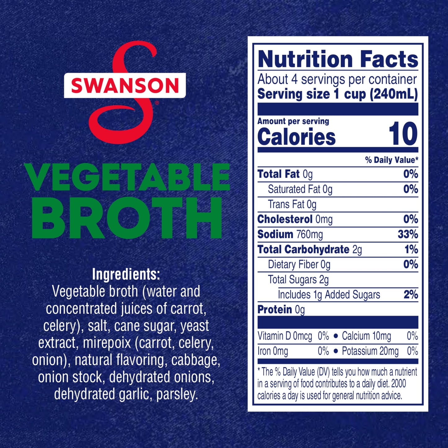 Swanson 100% Natural Vegetable Broth, 32 oz Carton (Pack of 3)