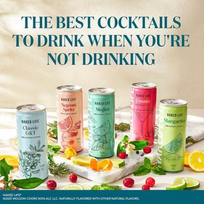 Naked Life Non-Alcoholic Drinks Classic G&T 8.4 Fl Oz Cans, Pack Of 4 + Negroni Spritz 8.4 Fl Oz Cans, Pack Of 4