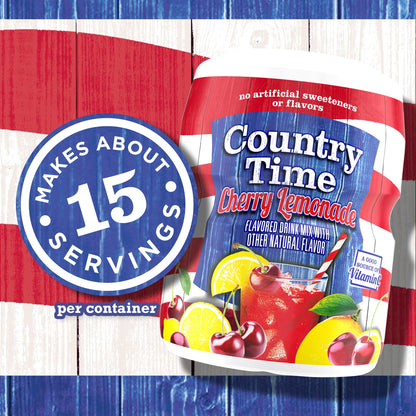 Country Time Cherry Lemonade Powdered Drink Mix, 1 Canister, for Shareable Refreshment, Naturally Flavored with Other Natural Flavor, No Artificial Sweeteners or Flavors, 18.3 oz