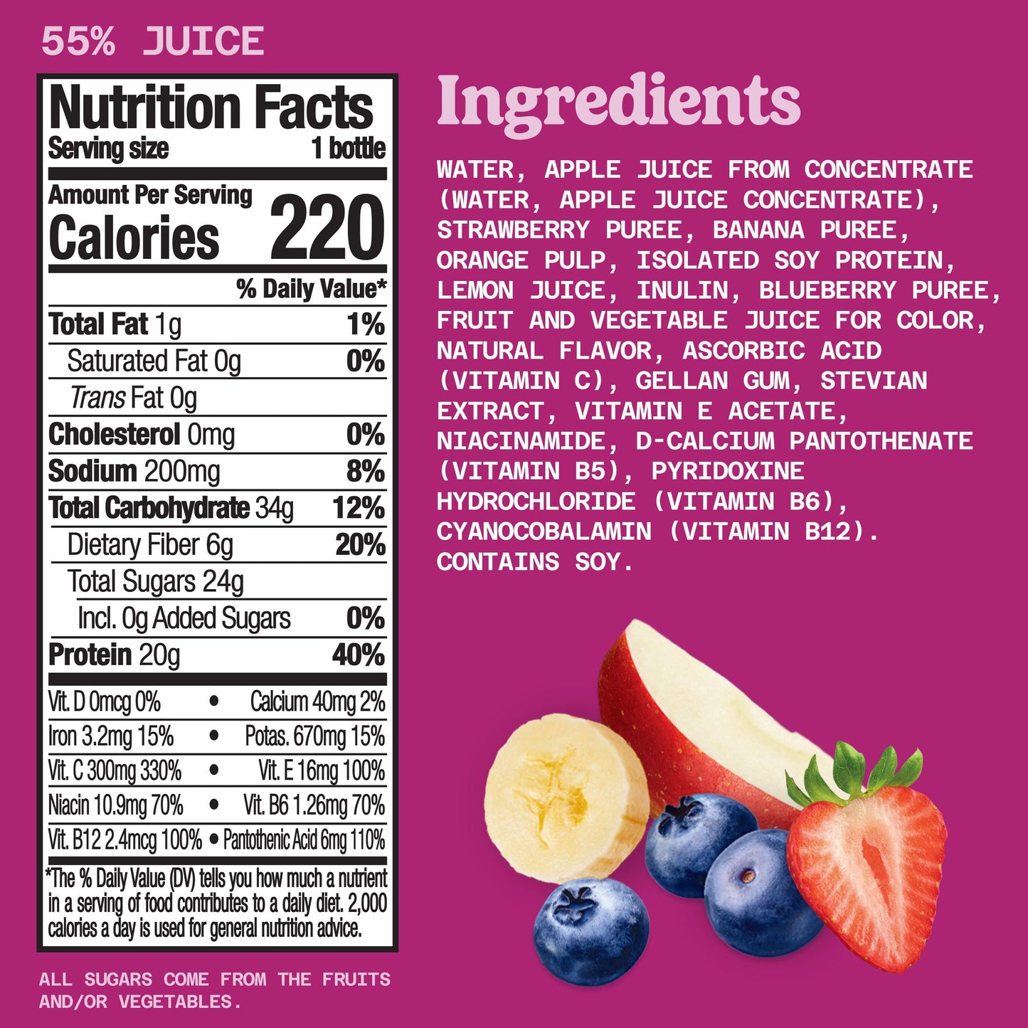 Naked Juice Naked Juice, Double Berry Protein Juice Smoothie, 15.2oz,
