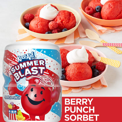 Kool-Aid Sugar-Sweetened Summer Blast Tropical Punch Artificially Flavored Powdered Soft Drink Mix (19 oz Canister) (Pack of 4)