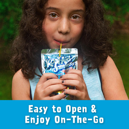 Kool-Aid Jammers Artificially Flavored Drink, 10 Pouches, for School Lunches and On-the-Go Hydration, Tropical Punch Artificially Flavored, Excellent Source of Vitamin C, 6 fl oz