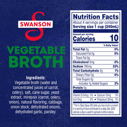 SWANSON S Vegetable Broth, 32 oz Carton