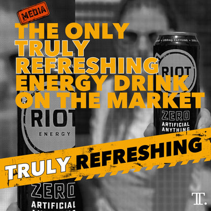 RIOT Clean Energy Drink, Mango, Organic, No Sugar Added, Made with Real Fruit, 100mg L-Theanine, 16 fl oz