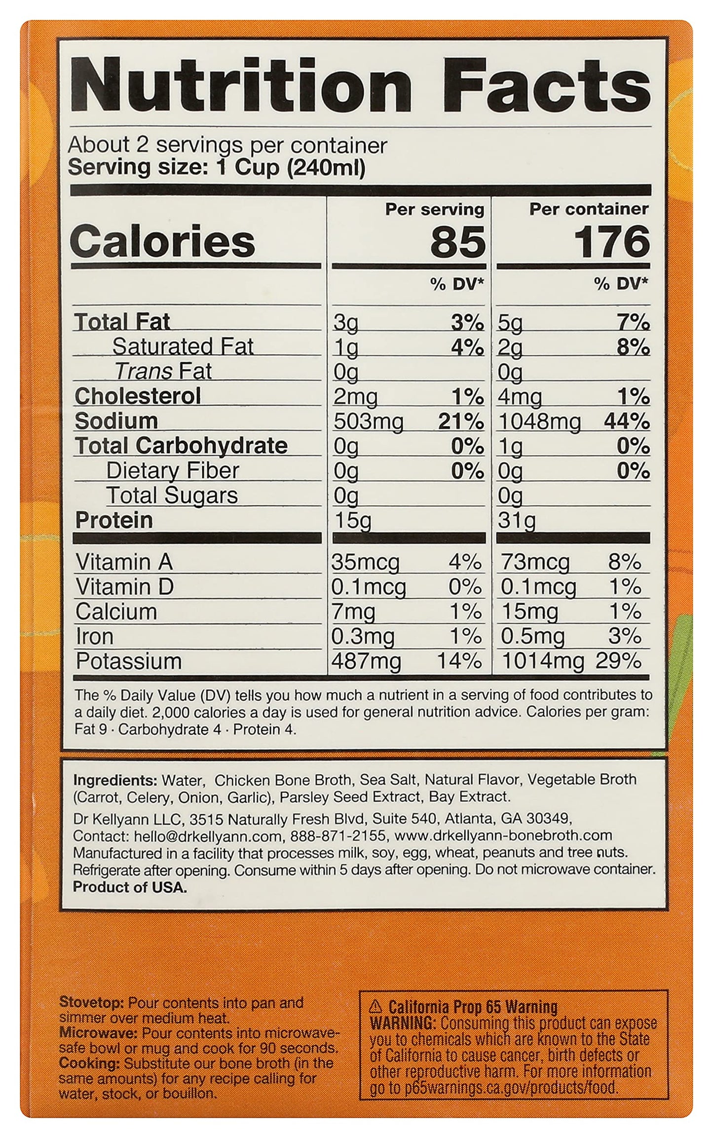 Dr. Kellyann, Bone Broth Chicken Roasted, 16.9 Ounce