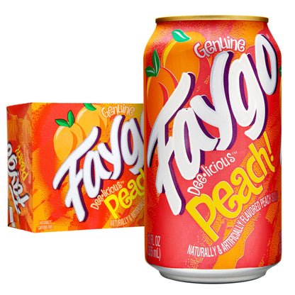 Faygo Peach Soda | 12-Pack of 12oz Cans | Juicy Peach Flavor | Smooth & Fruity | Caffeine-Free