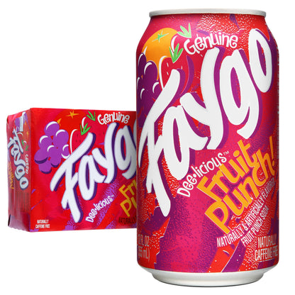 Faygo Punch Soda | 12-Pack of 12oz Cans | Bold Fruit Punch Flavor | Sweet & Tart | Caffeine-Free Soft Drink