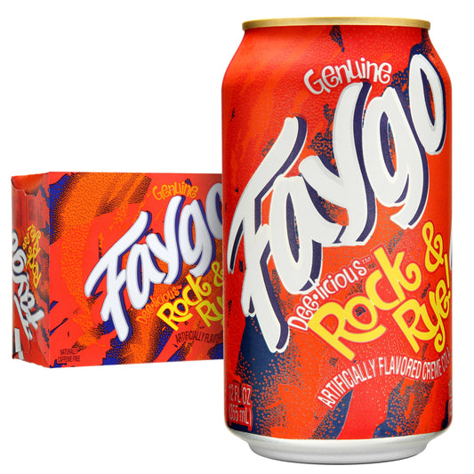 Faygo Rock & Rye | 12-Pack of 12oz Cans | Cream Cola Fusion | Sweet, Smooth & Bold | Caffeine-Free